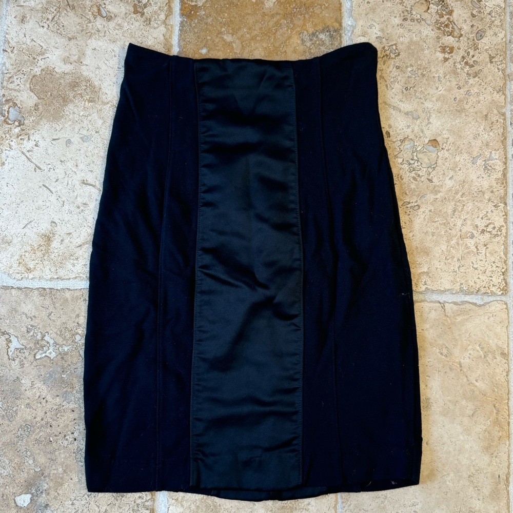 Black and satin pencil skirt